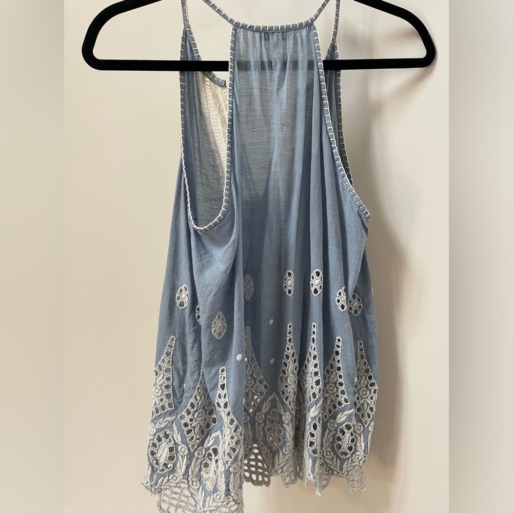 Joie Crochet Tank in Chambray & Porcelain - Picture 3 of 4